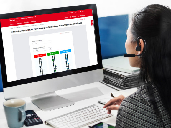 Heizungsverteiler Hoval TransShare Standarddesign OnlineAnfrageformular